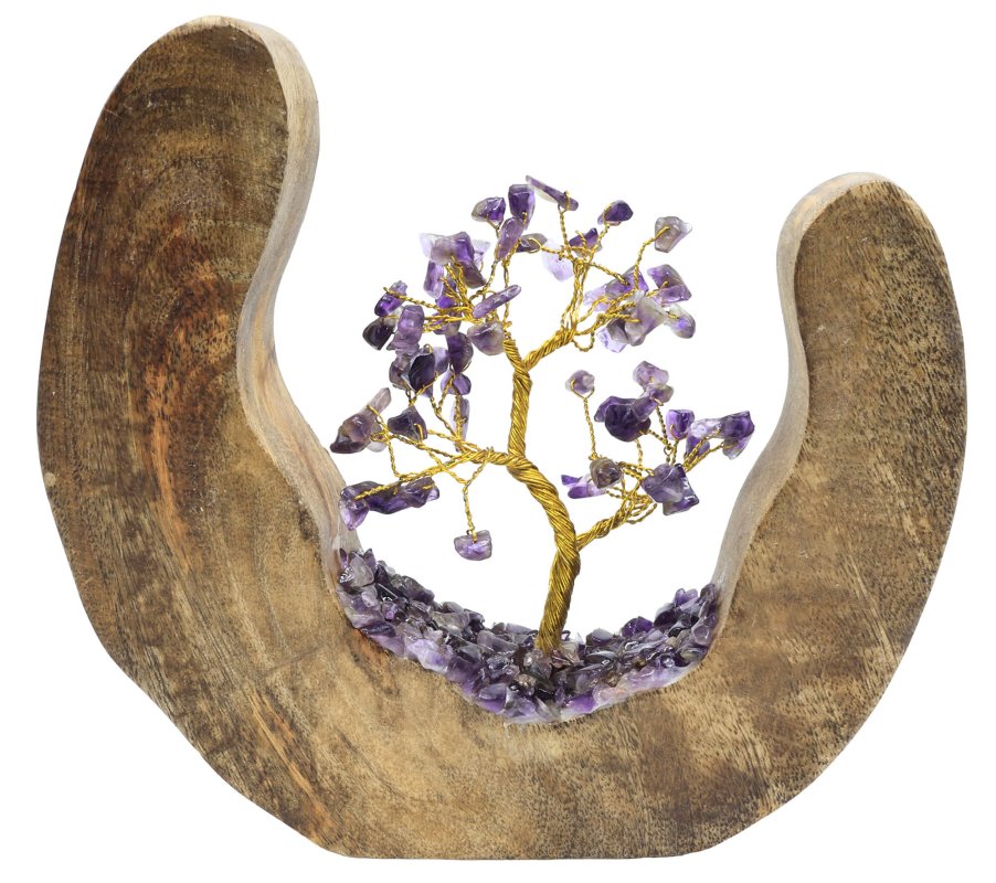 Arbre du bonheur décor en bois — Améthyste