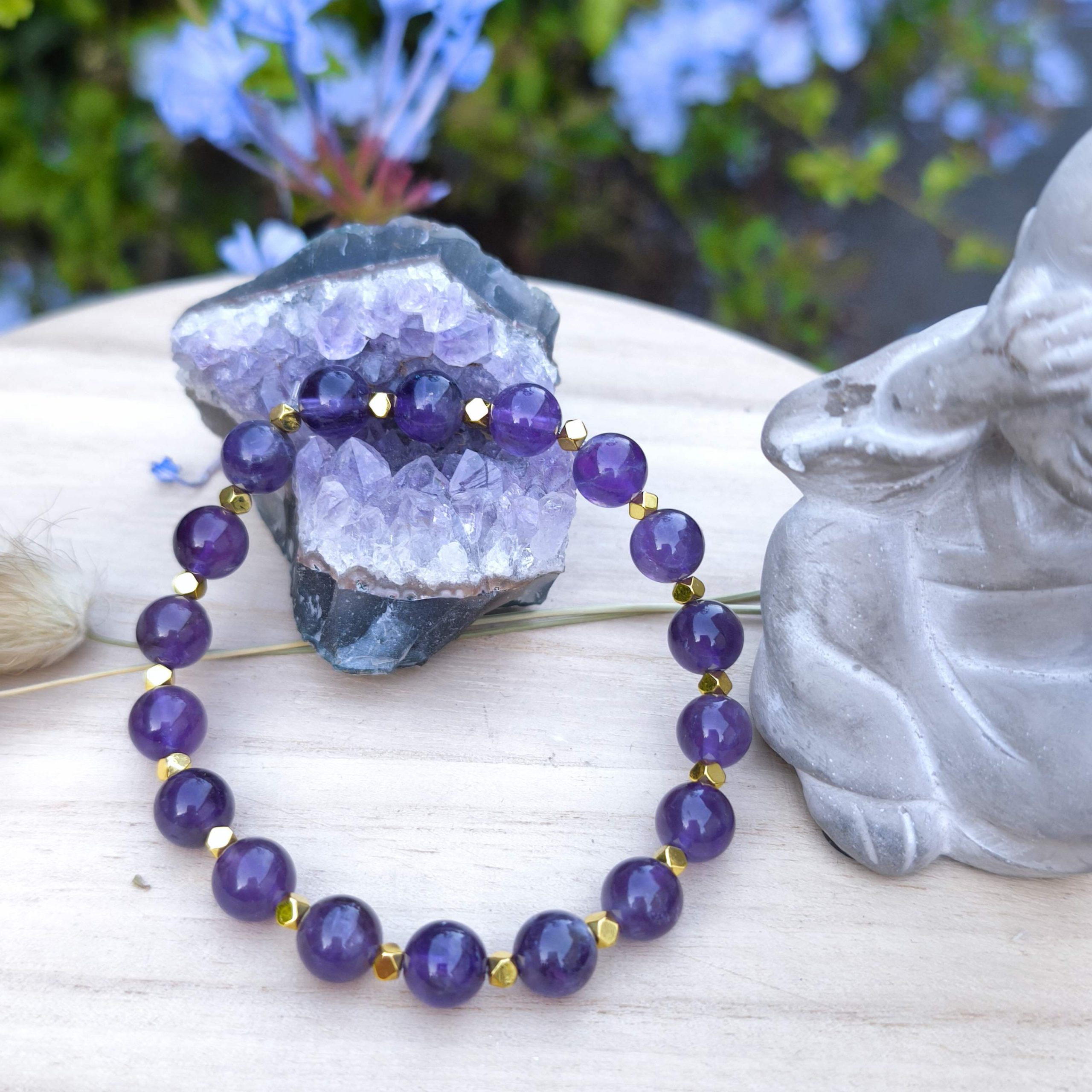 Bracelet Sérénité & Élévation – Améthyste & Hématite dorée