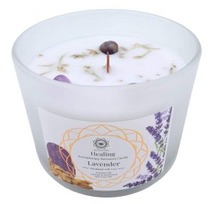 Bougie parfumée lavande avec améthyste – Guérison 256g
