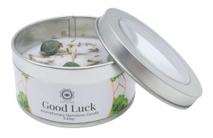 Bougie parfumée patchouli avec aventurine verte – Bonne Chance