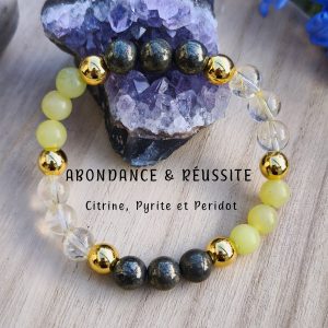 Bracelet Abondance & Réussite – Pyrite, Péridot & Citrine
