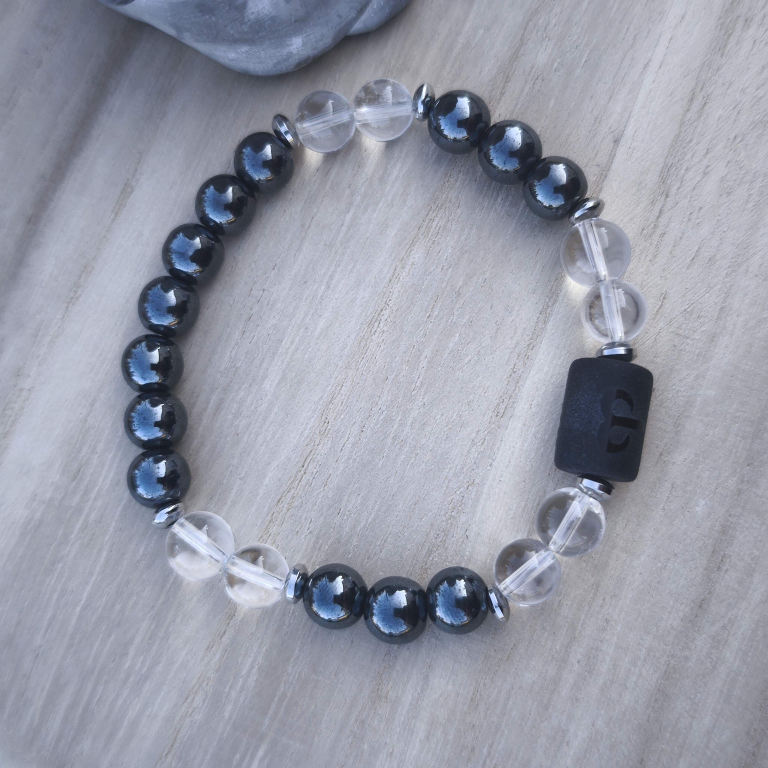 Bélier "Force & Maîtrise intérieure" - Hématite, Cristal de roche & Onyx – Image 2