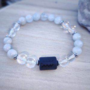 Verseau – "Liberté & Communication Authentique" – Aigue-marine, Cristal de roche & Onyx