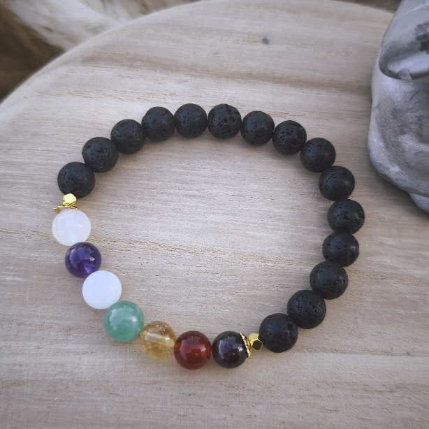 Bracelet 7 Chakras & Pierre de Lave – Protection & Harmonie Énergétique – Image 2