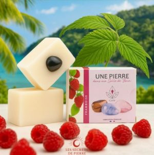 Savon à la framboise avec pierre naturelle à collectionner