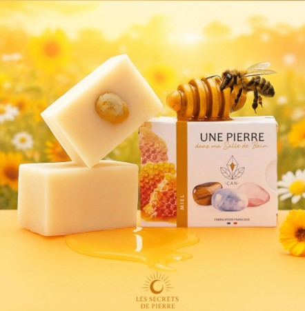 Savon au miel avec pierre naturelle à collectionner