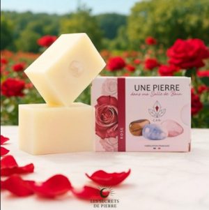 Savon à la rose avec pierre naturelle à collectionner
