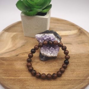 Bracelet en obsidienne acajou naturelle – force tranquille et ancrage du cœur