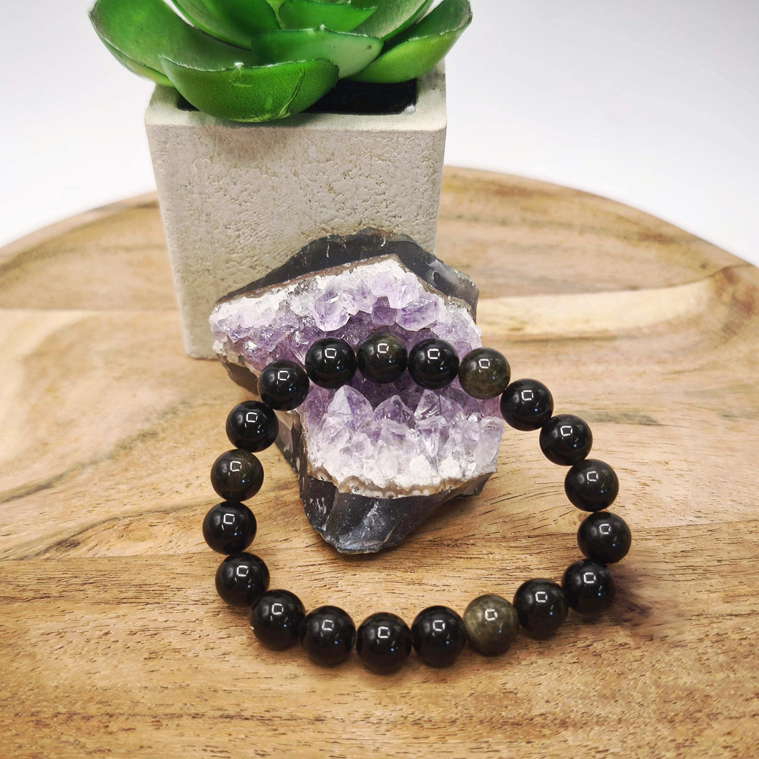 Bracelet en obsidienne dorée naturelle – puissance et clarté intérieure