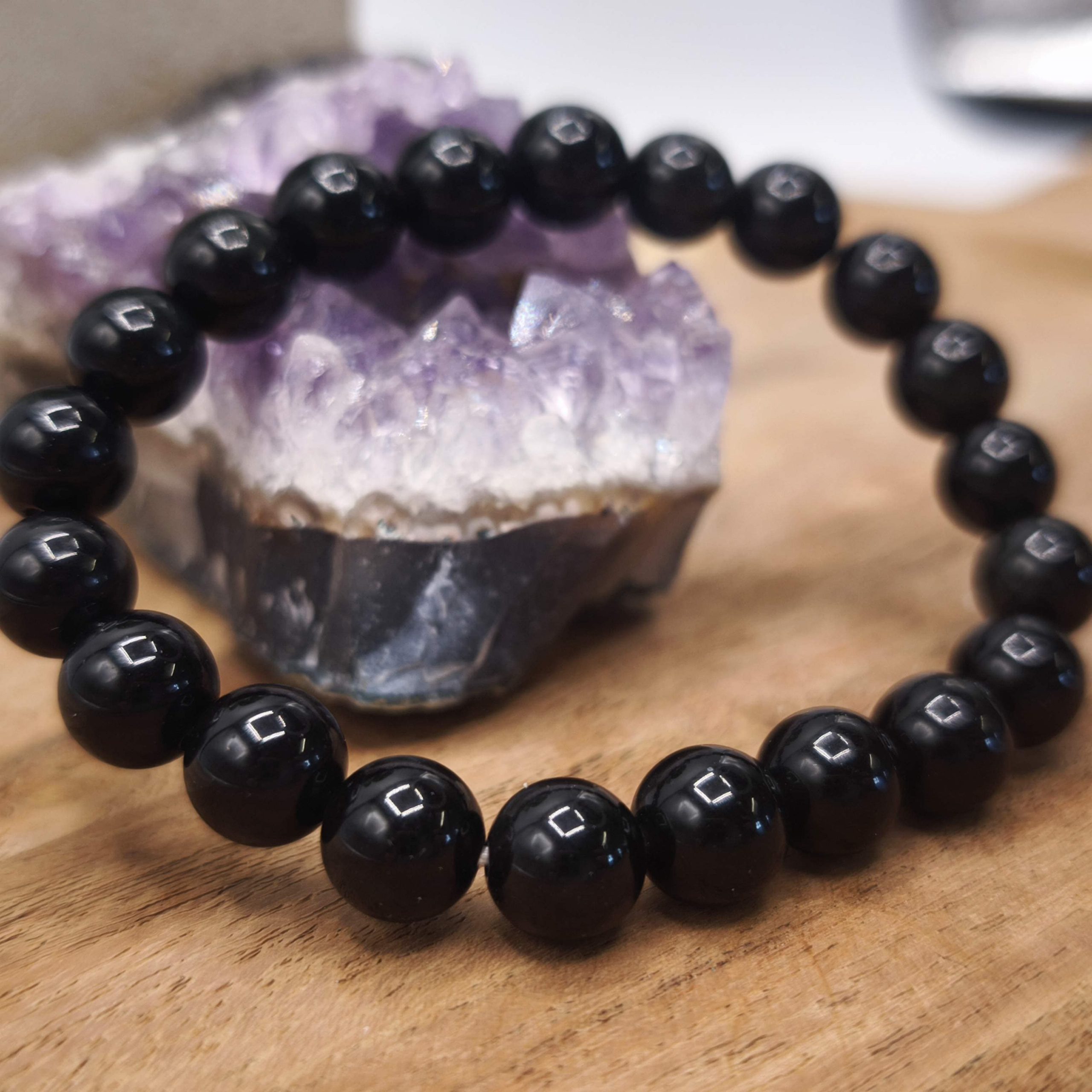 Bracelet en obsidienne noire naturelle – protection absolue et ancrage profond