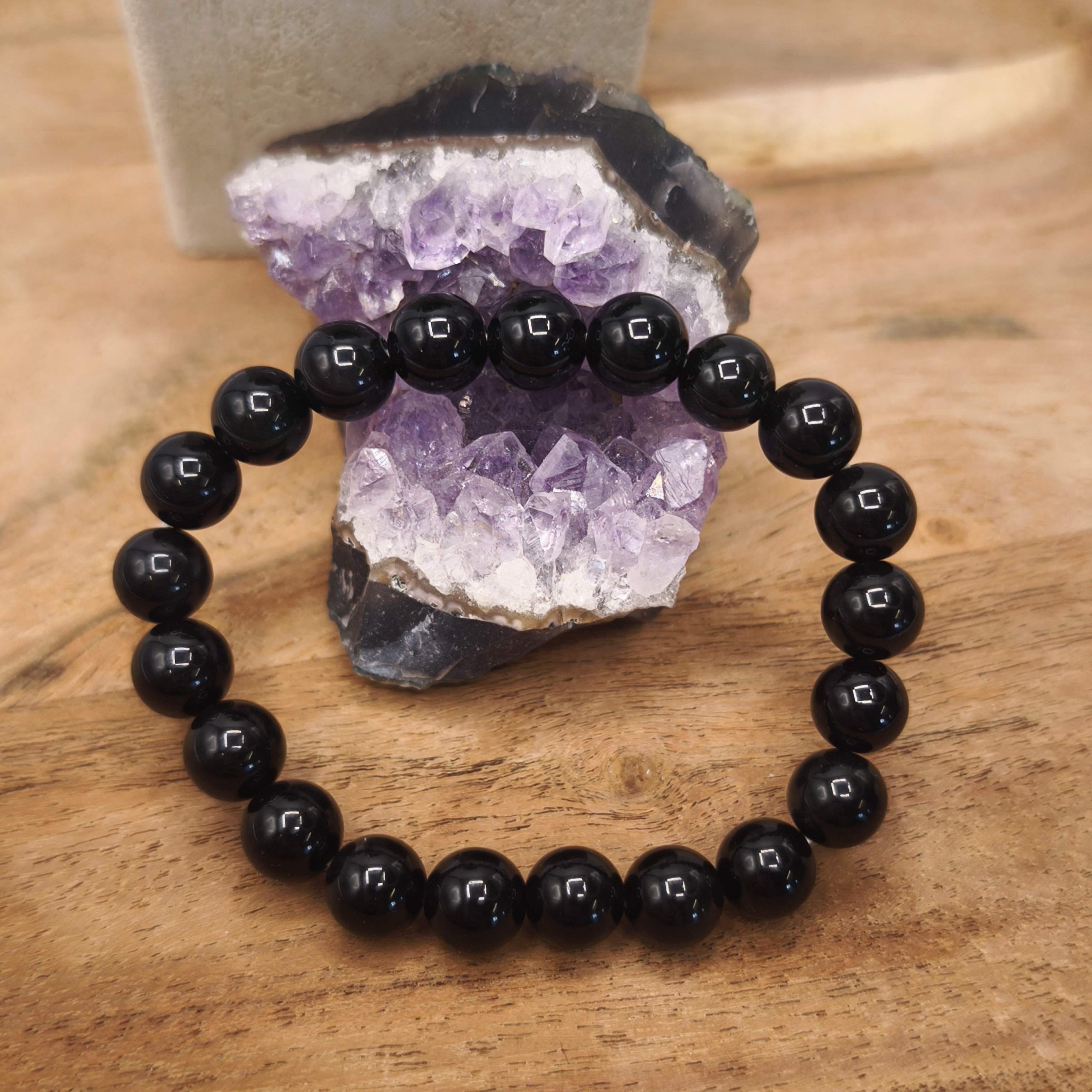 Bracelet en obsidienne noire naturelle – protection absolue et ancrage profond