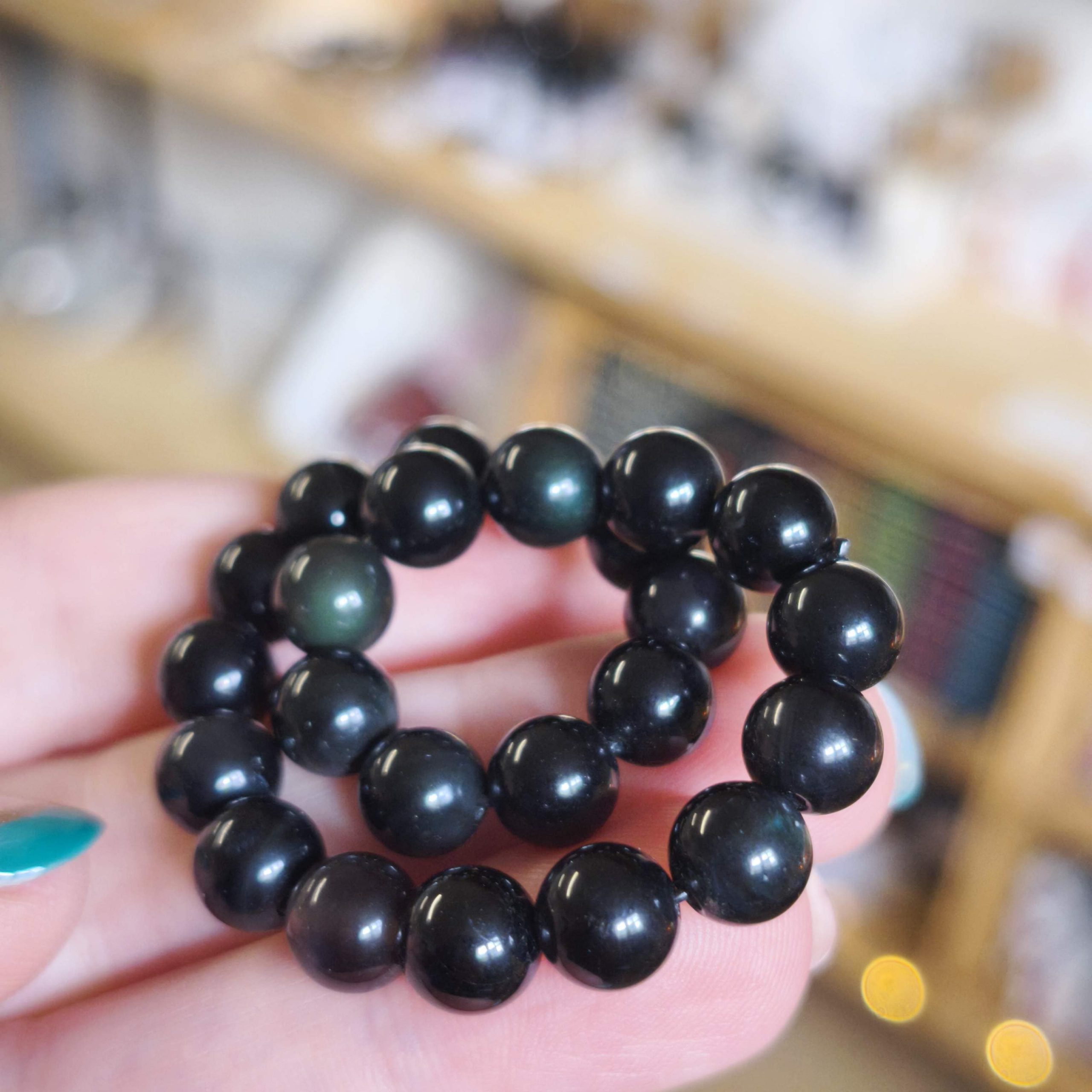 Bracelet en obsidienne oeil céleste naturelle – révélation et bouclier de lumière