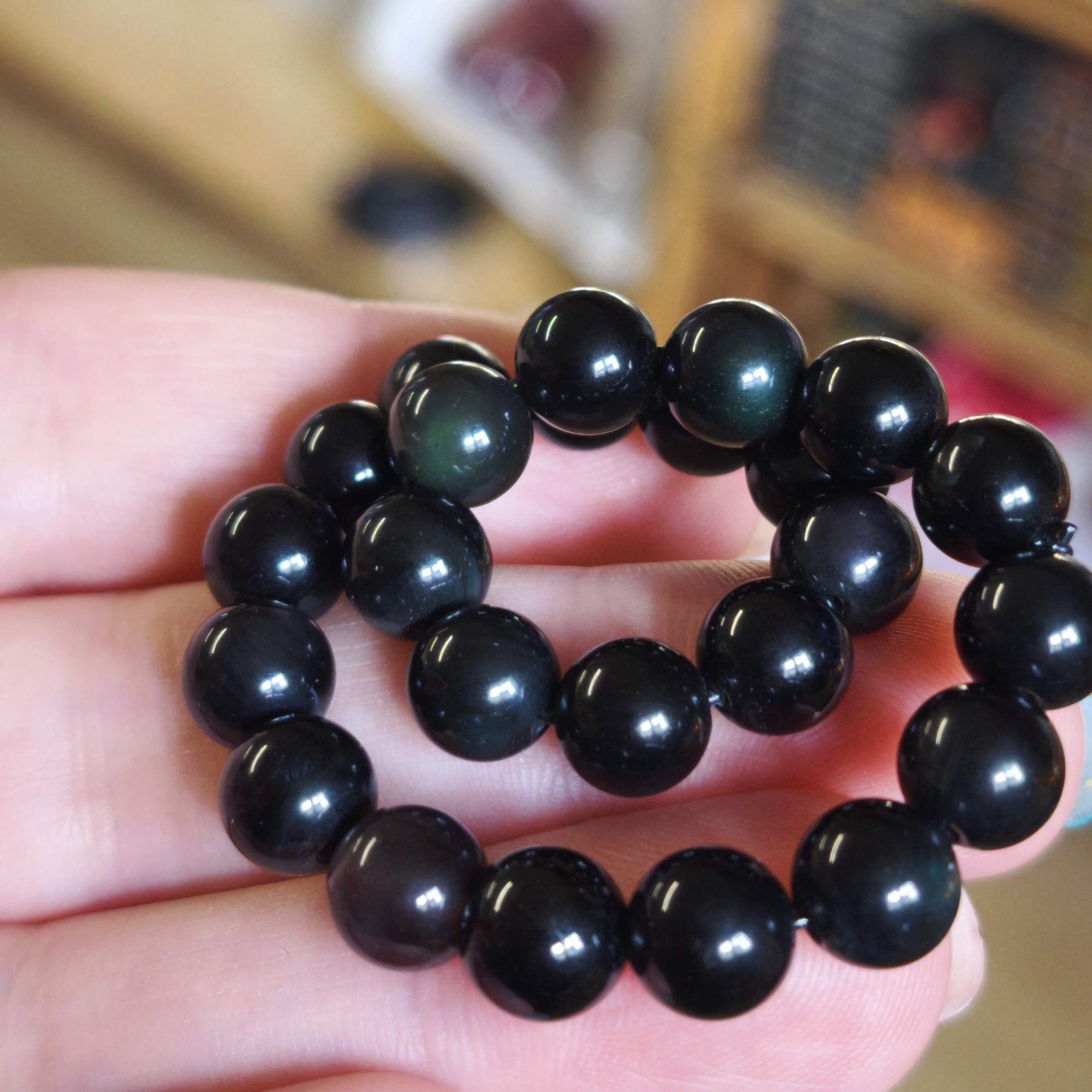 Bracelet en obsidienne oeil céleste naturelle – révélation et bouclier de lumière