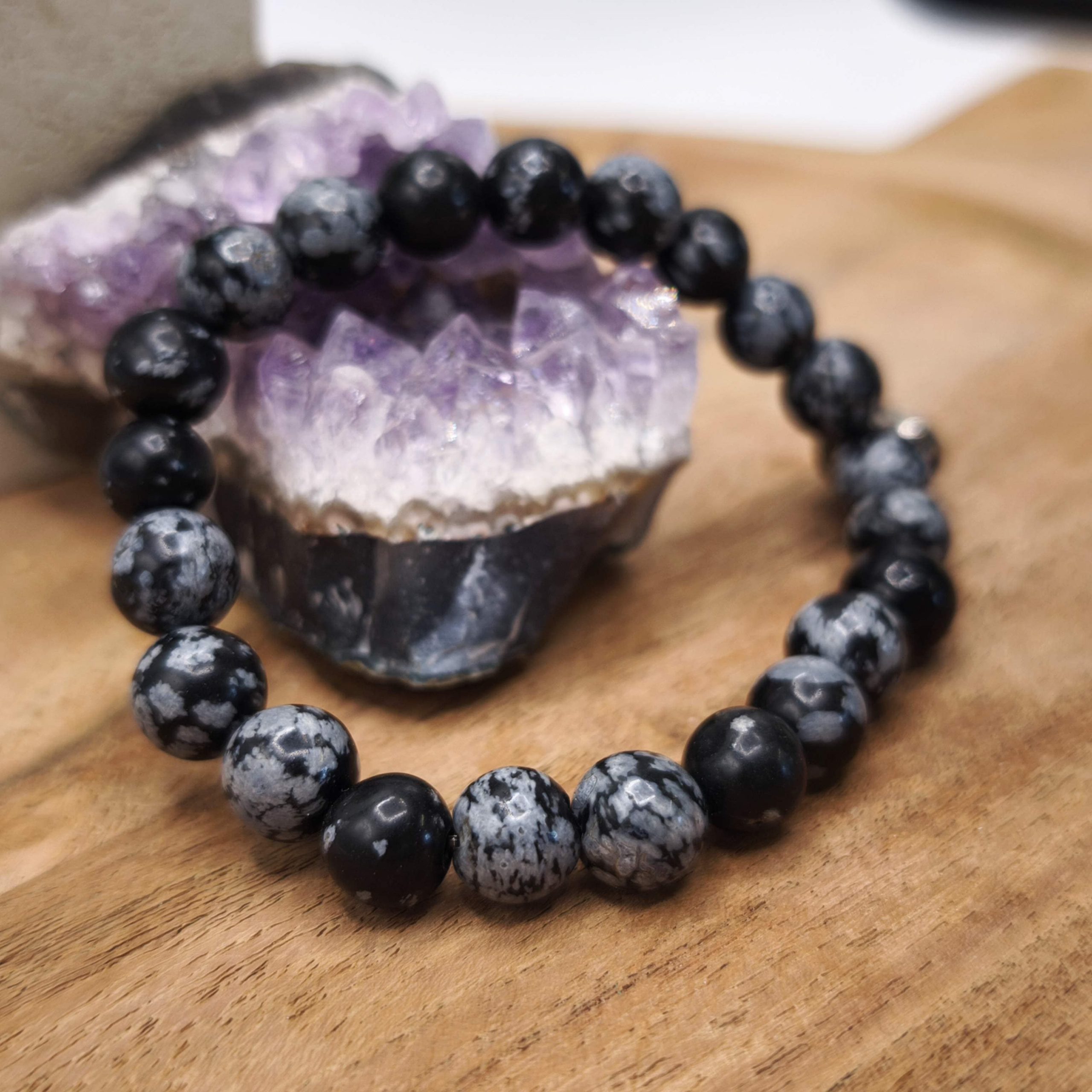 Bracelet en obsidienne neige naturelle – équilibre et protection douce