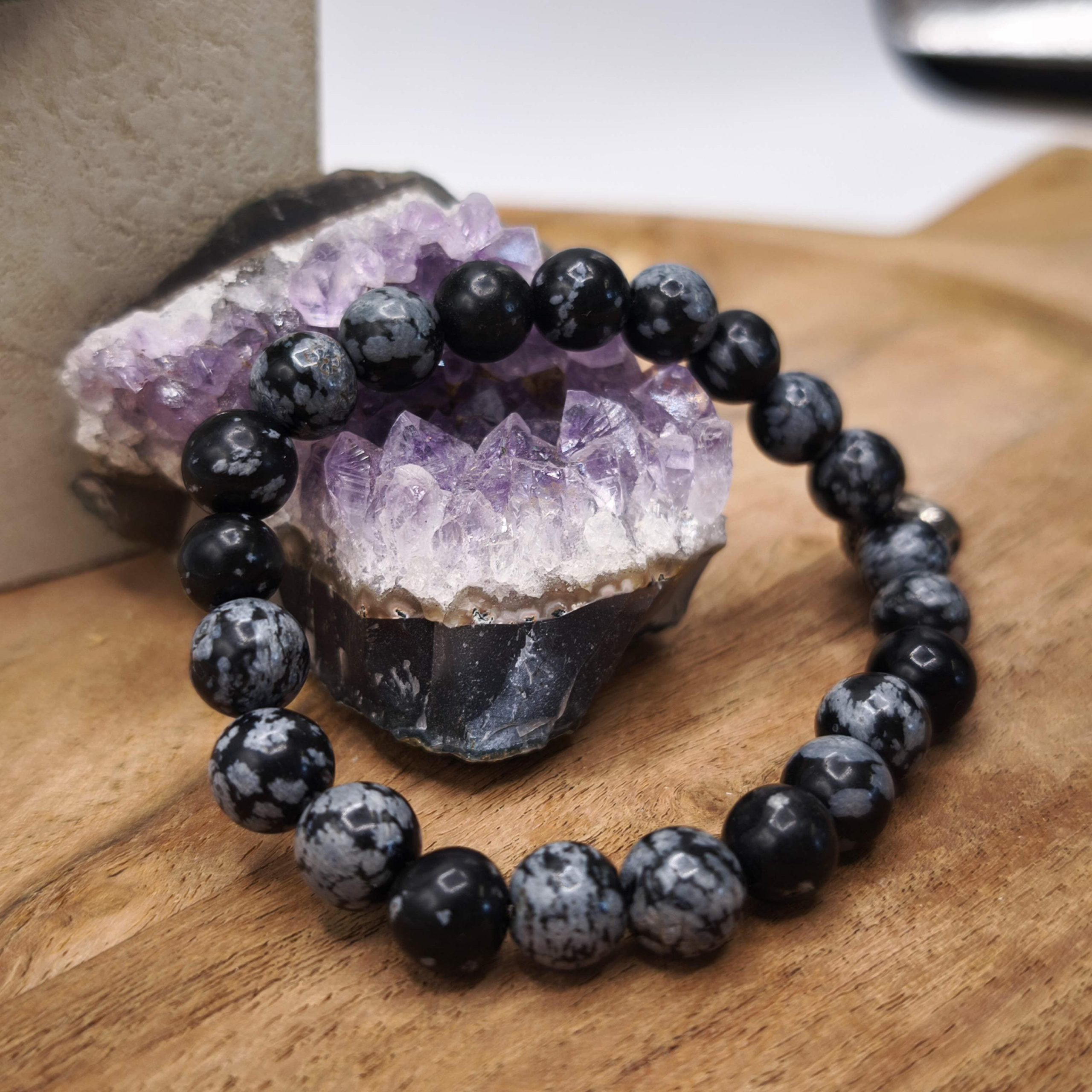 Bracelet en obsidienne neige naturelle – équilibre et protection douce
