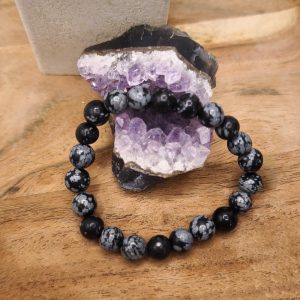 Bracelet en obsidienne neige naturelle – équilibre et protection douce