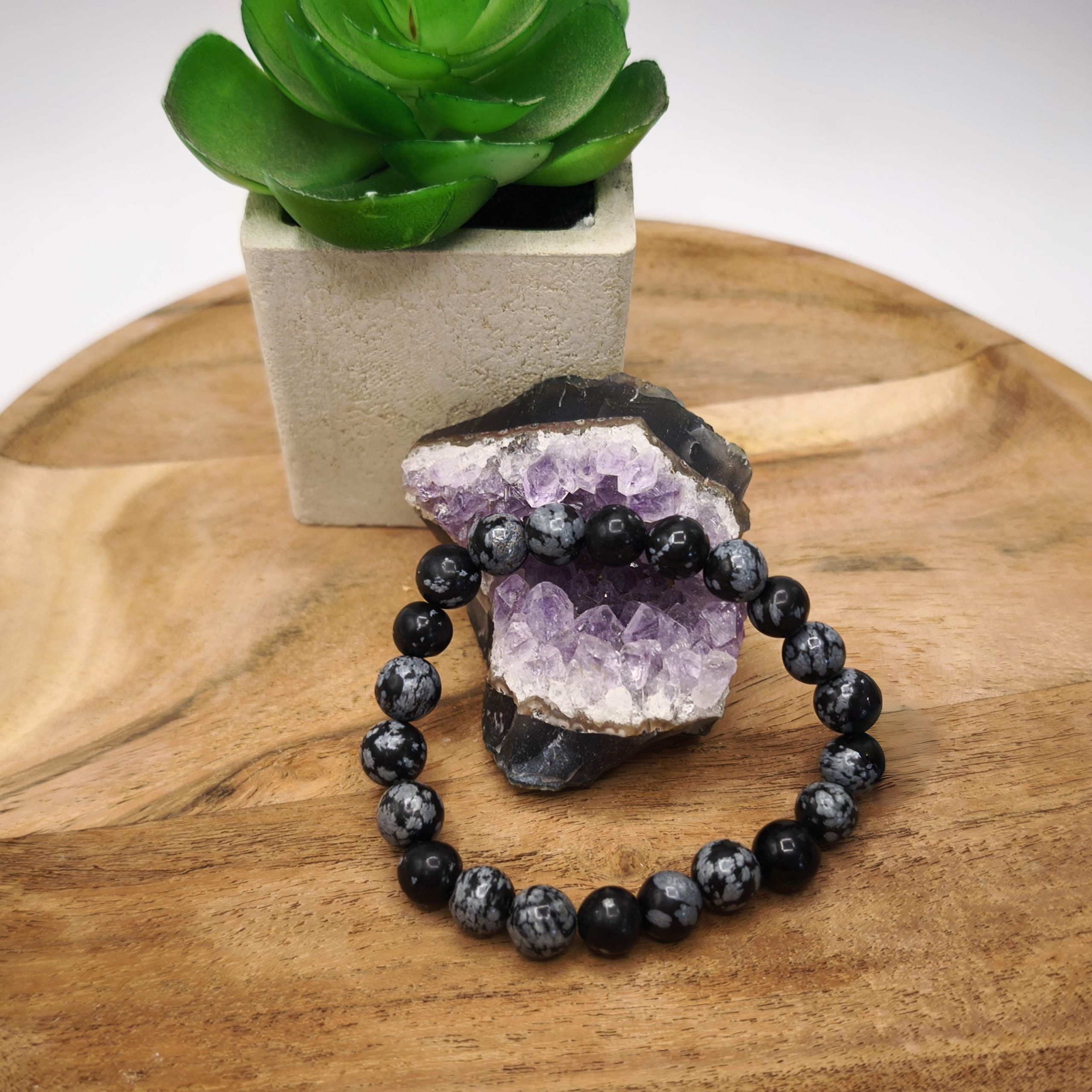 Bracelet en obsidienne neige naturelle – équilibre et protection douce