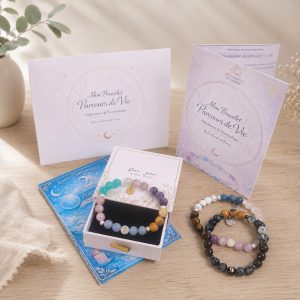 Bracelet Parcours de Vie personnalisé en pierres naturelles réalisé selon la numérologie.