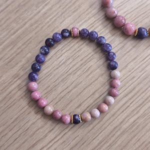 Bracelet Rhodonite & Lépidolite – Apaisement émotionnel 6mm