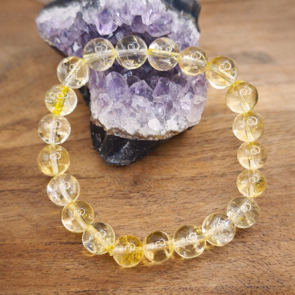 bracelet citrine naturelle perles jaunes transparentes lithothérapie