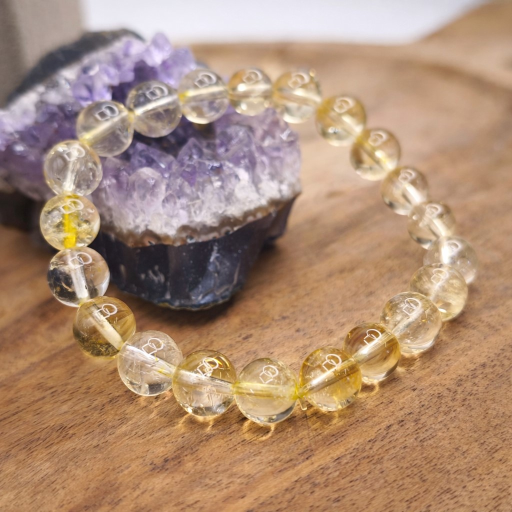 bracelet citrine naturelle perles jaunes transparentes lithothérapie