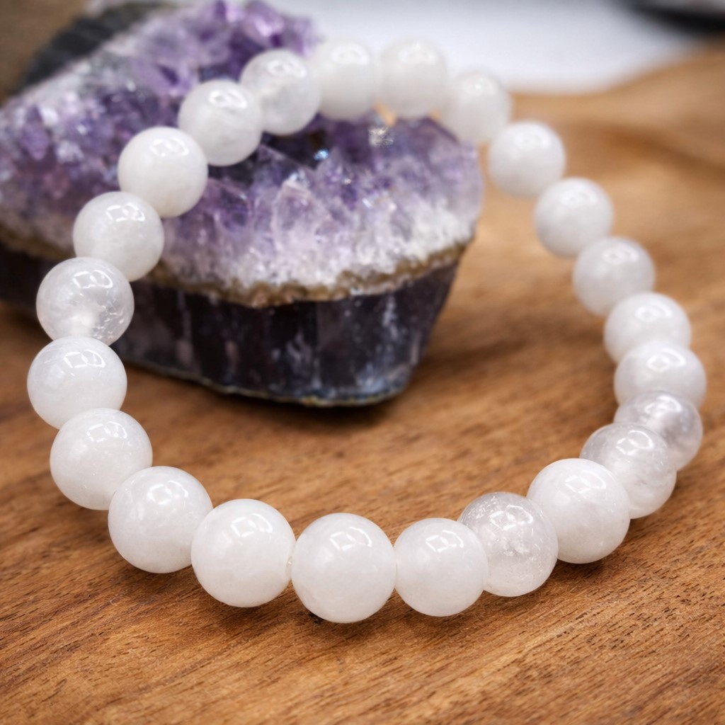 perles jade blanc bracelet détail pierre naturelle