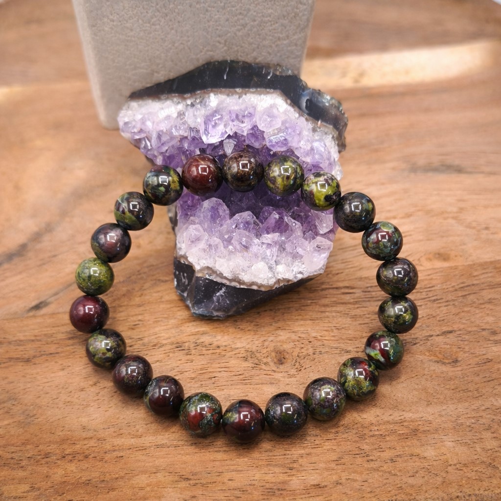 bracelet jaspe sang de dragon pierre naturelle bracelet perles vert rouge