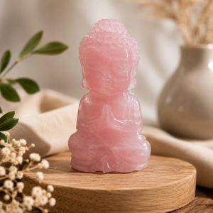 Grand Bouddha en Quartz Rose A 150 mm – 1 049 g