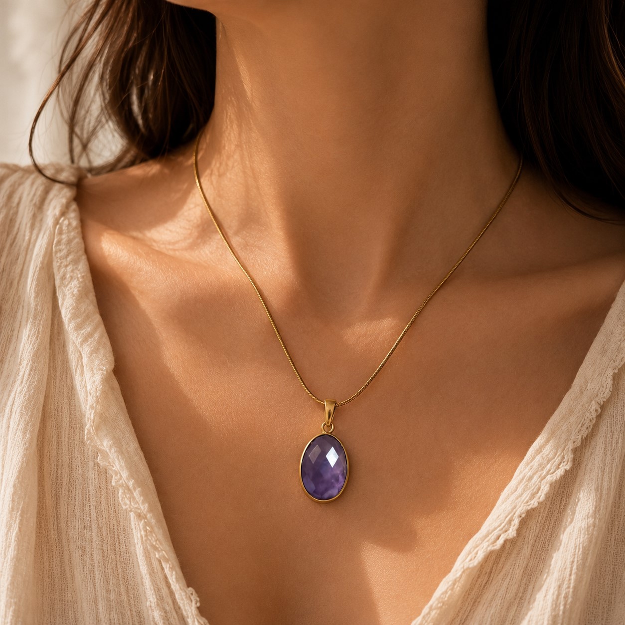 Pendentif améthyste facettée