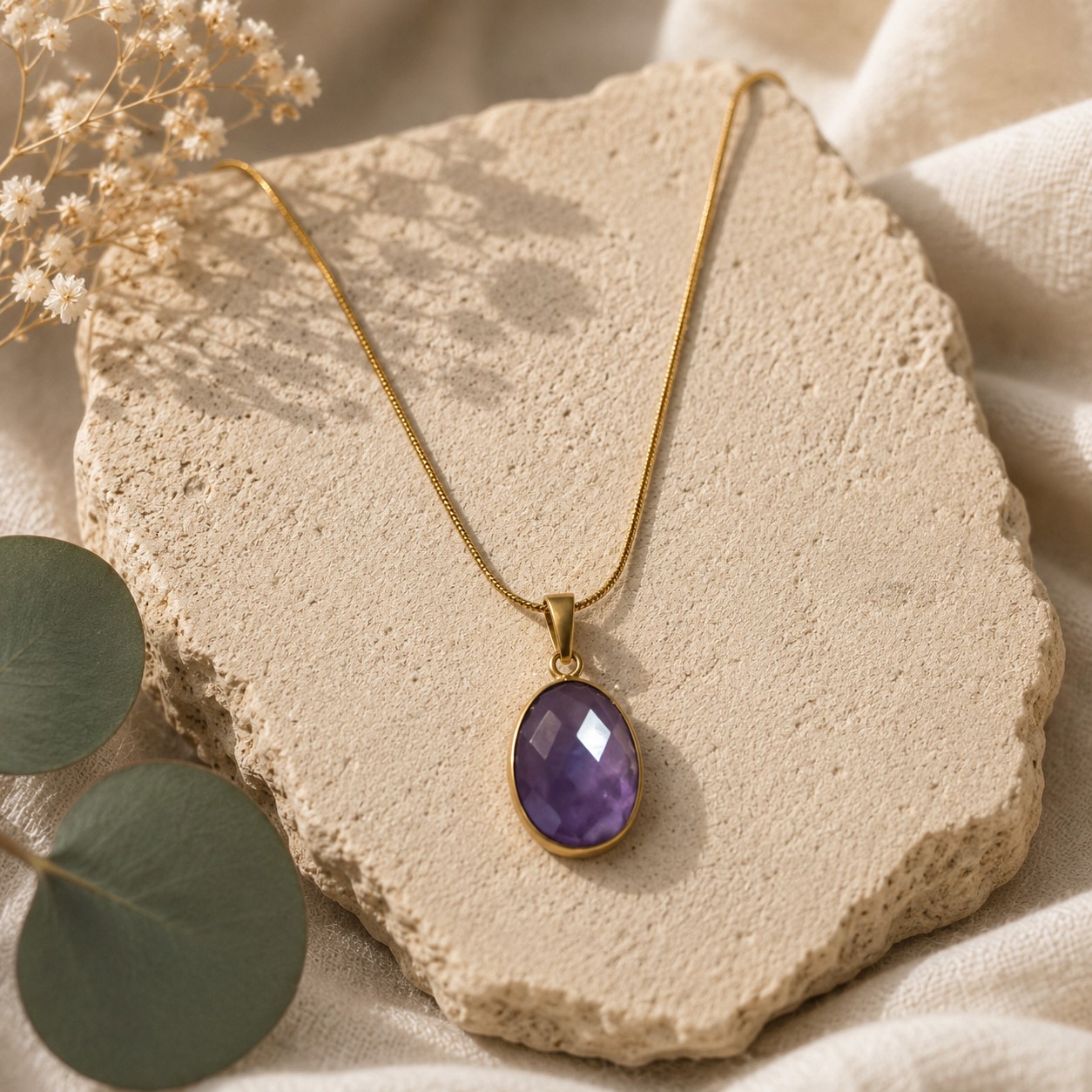 Pendentif améthyste facettée