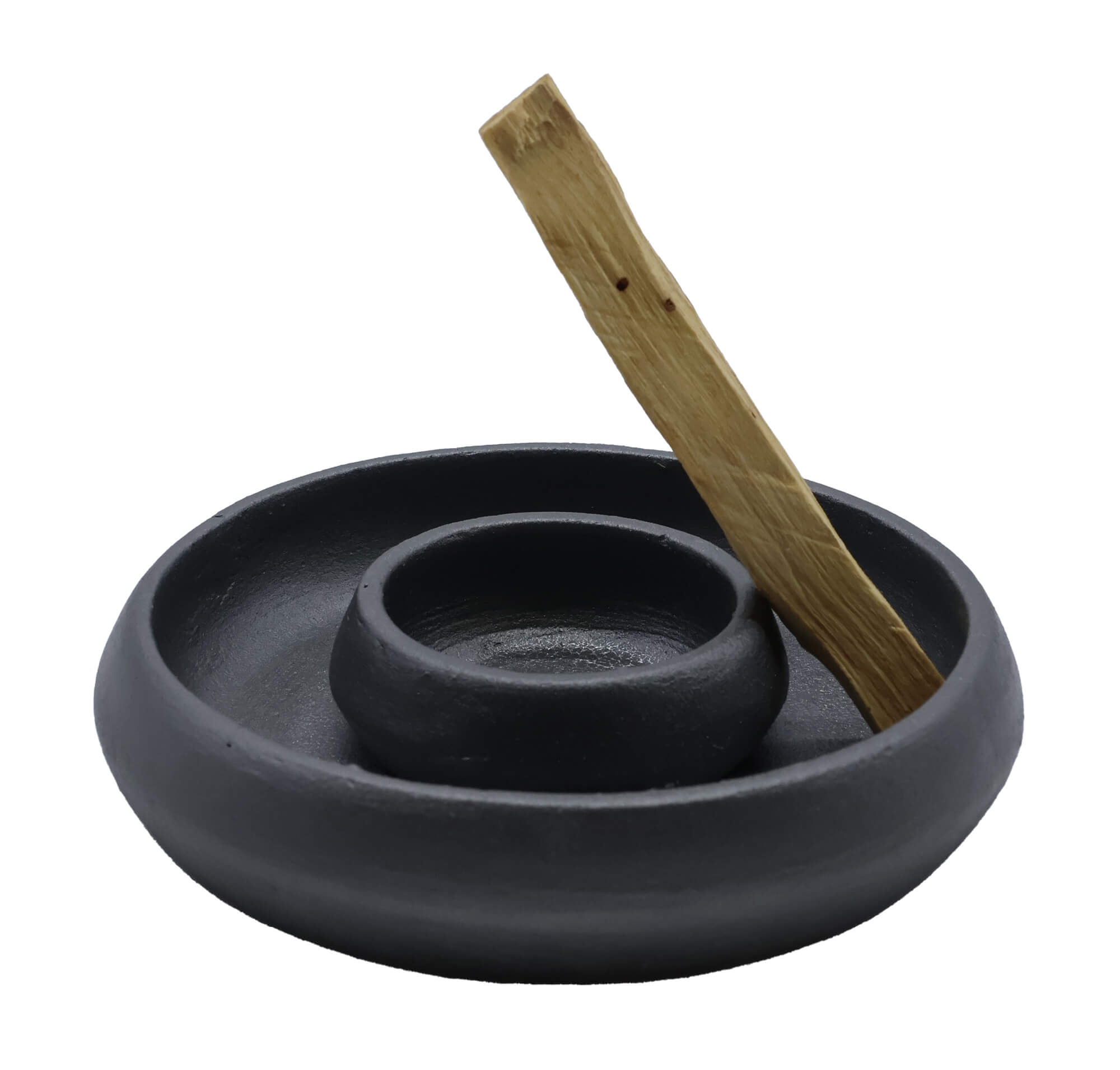 Brûleur Palo Santo Terre Cuite Design Noir 9 cm
