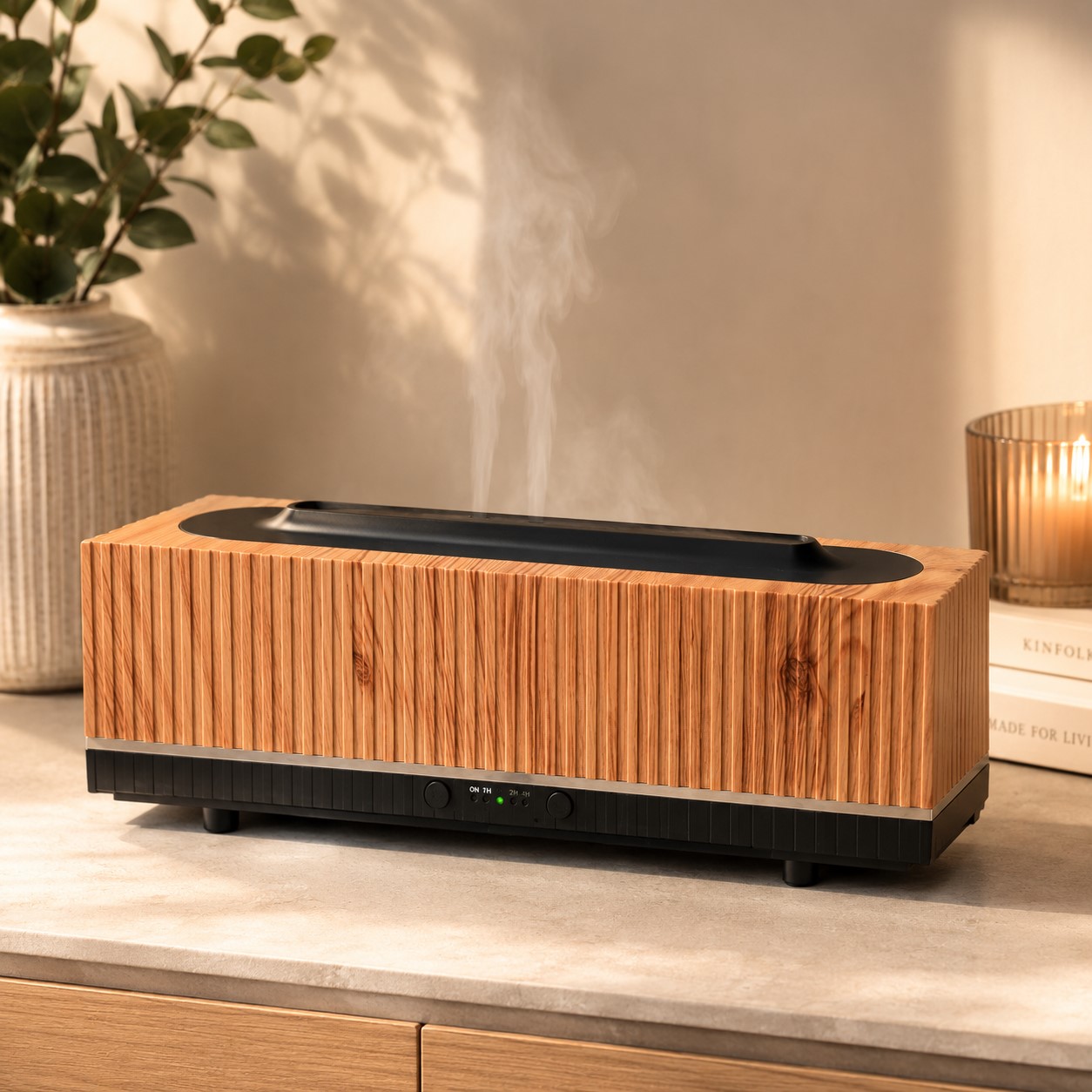 Diffuseur huiles essentielles effet flamme avec lumière multicolore