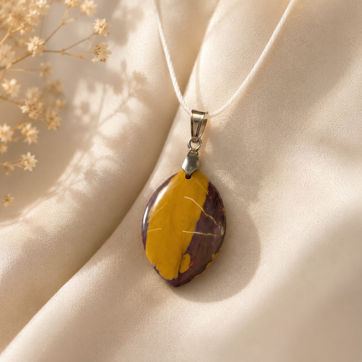 Pendentif jaspe mokaïte EXTRA marquise