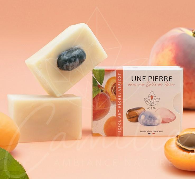 Savon Exfoliant Pêche-Abricot avec Pierre Surprise